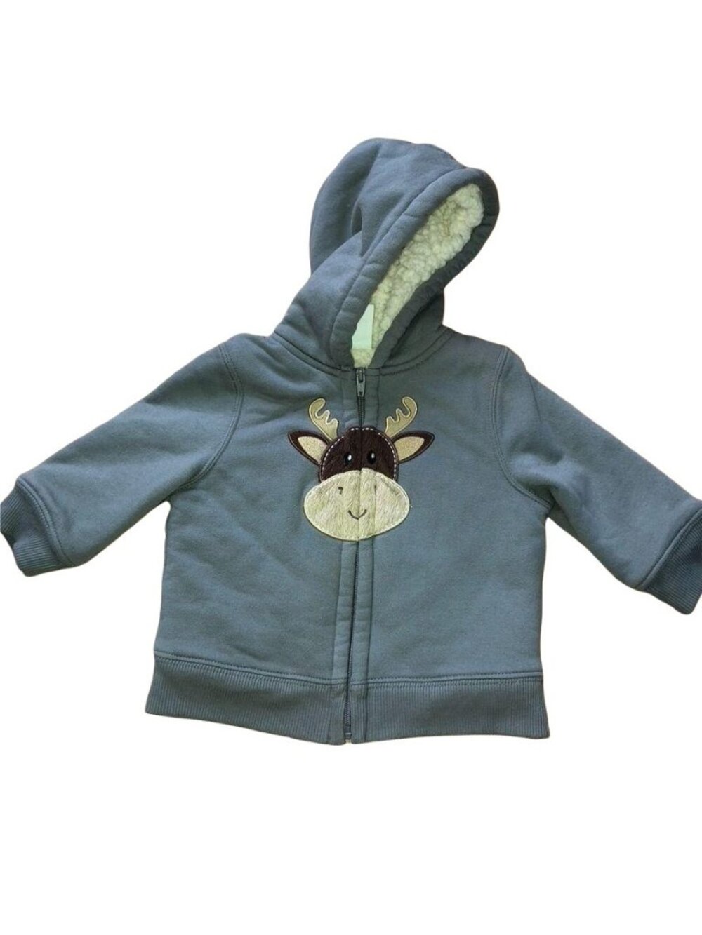 Healthtex Baby 18M Sherpa-Lined Hoodie With Moose Applique